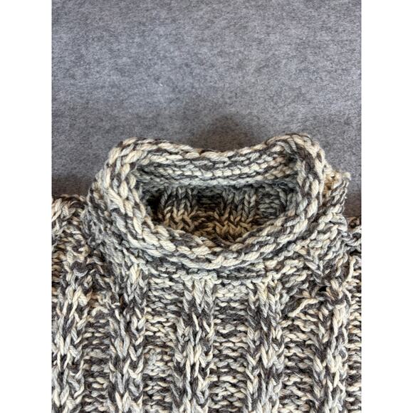 Vintage Y2K Turtleneck Sweater Mens XL Gray Chunky Knit Winter Pullover Cozy - Picture 7 of 7